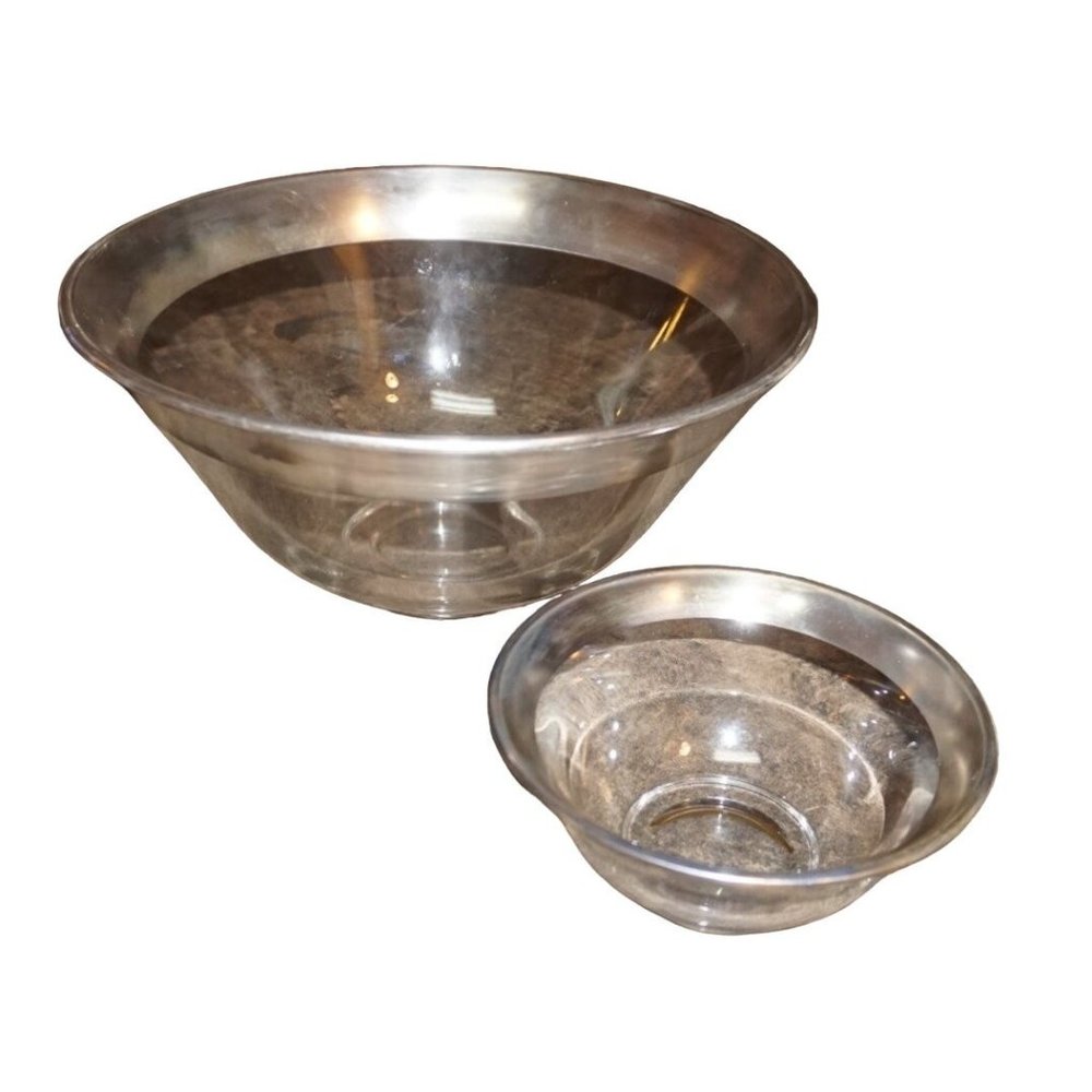Vintage Dorothy Thorpe Silver Band Large Bowl Set 10" & 5.25" MCM Salad Punch